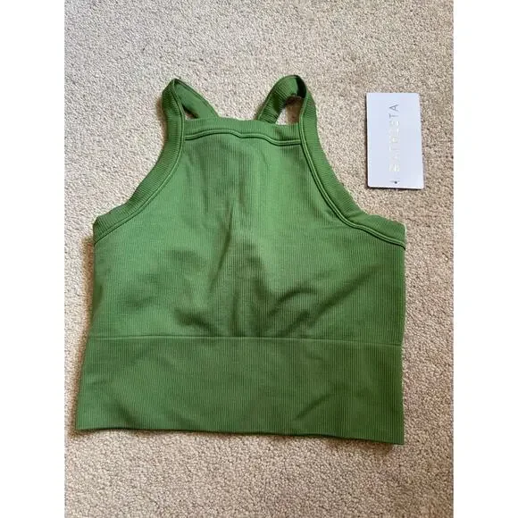 NWT Athleta Aurora High Neck V-Back Tank Green Size XS - Picture 4 of 4